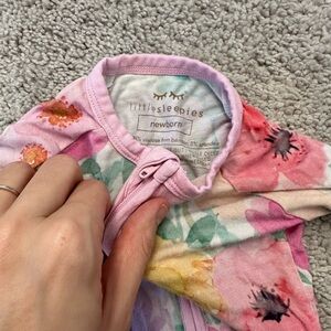 Little Sleepies Pink Floral Newborn Footie